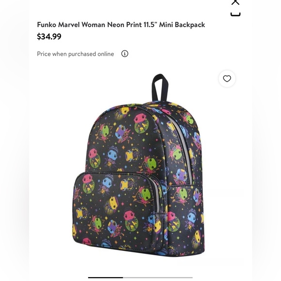 Funko Marvel Woman Neon Print 11.5" Mini Backpack - Picture 8 of 8